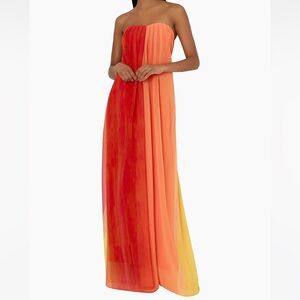 Milly sunset striped sweetheart maxi dress